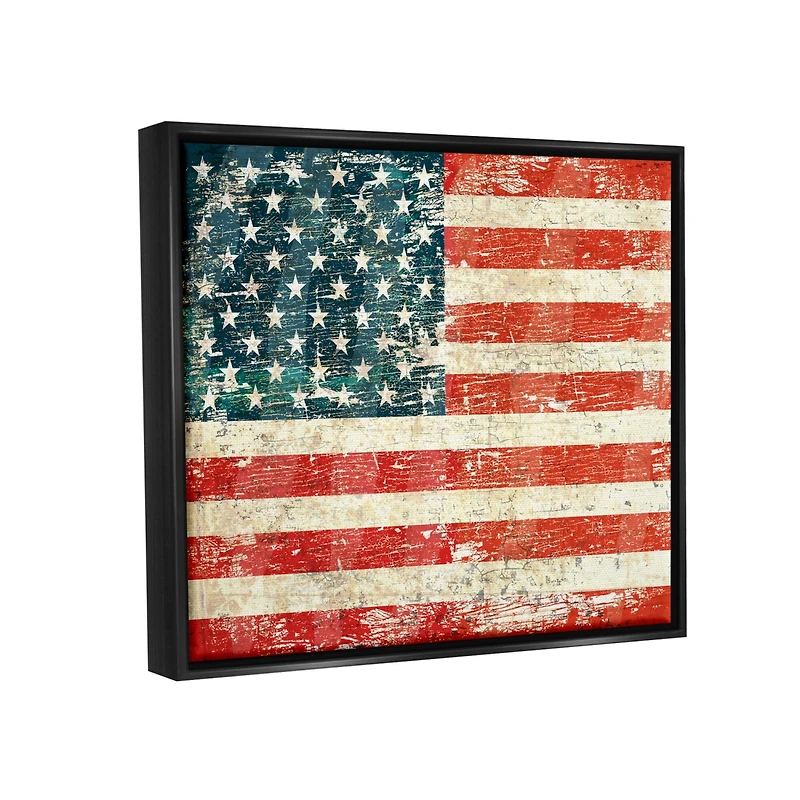 Stupell Industries Rustic American Flag Floater Framed Art