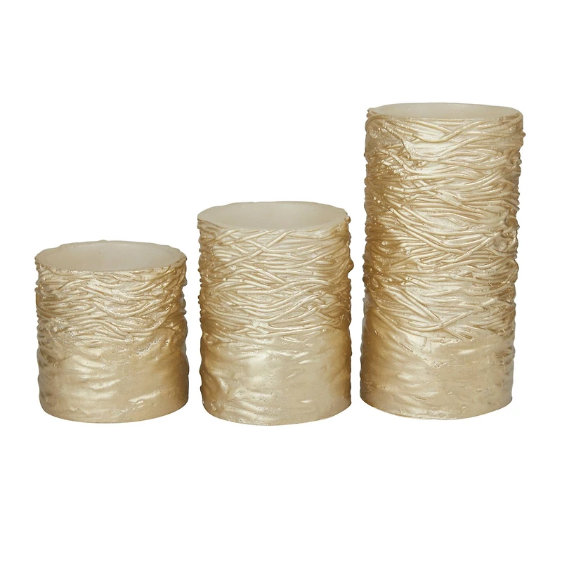 Gold Traditional Flameless Candle Set