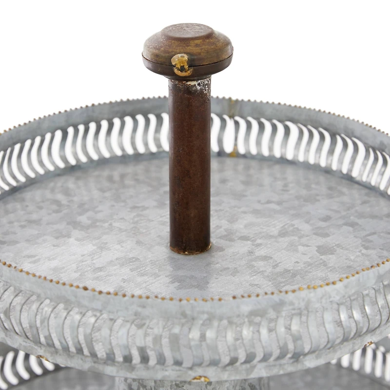 Silver Iron Farmhouse 2 Tier Tray Stand