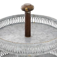 Silver Iron Farmhouse 2 Tier Tray Stand