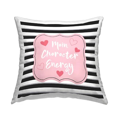 Stupell Industries Main Character Energy Bold Pink Black Stripes Throw Pillow, 18" x 18"