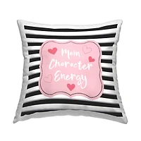 Stupell Industries Main Character Energy Bold Pink Black Stripes Throw Pillow, 18" x 18"