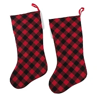 DII® Red & Black Buffalo Check Holiday Stockings Set