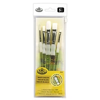 Royal & Langnickel® White Taklon Brush Soft-Grip Value Pack Brush Set, 5ct.