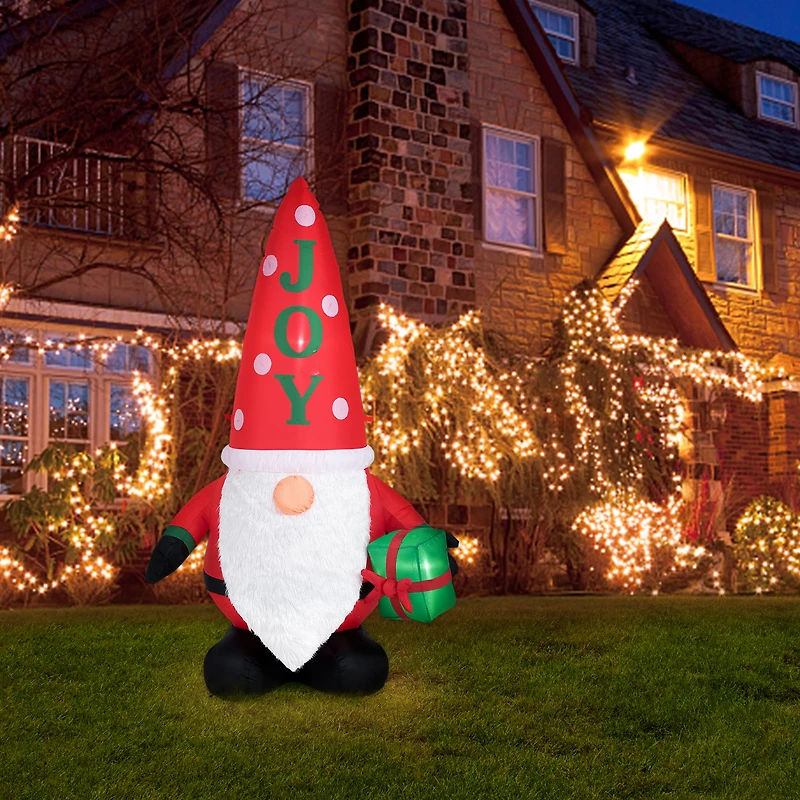 Glitzhome® 6ft. Lighted Inflatable Gnome Décor