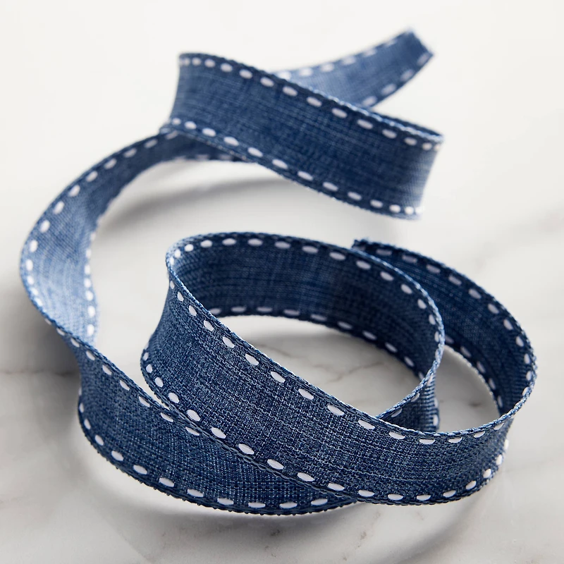 7/8'' x 2 yd. Demi Blue Stitch Ribbon by Celebrate It®