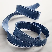 7/8'' x 2 yd. Demi Blue Stitch Ribbon by Celebrate It®