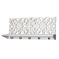 30" White Floating Wall Coat & Hat Hook Rack Shelf