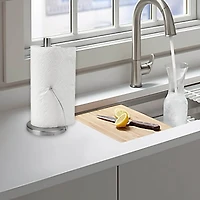 Mind Reader Silver Standing Paper Towel Holder with Weighted Base