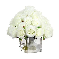 Wedding Collection 13in. Artificial Rose Arrangement in Glass Vase