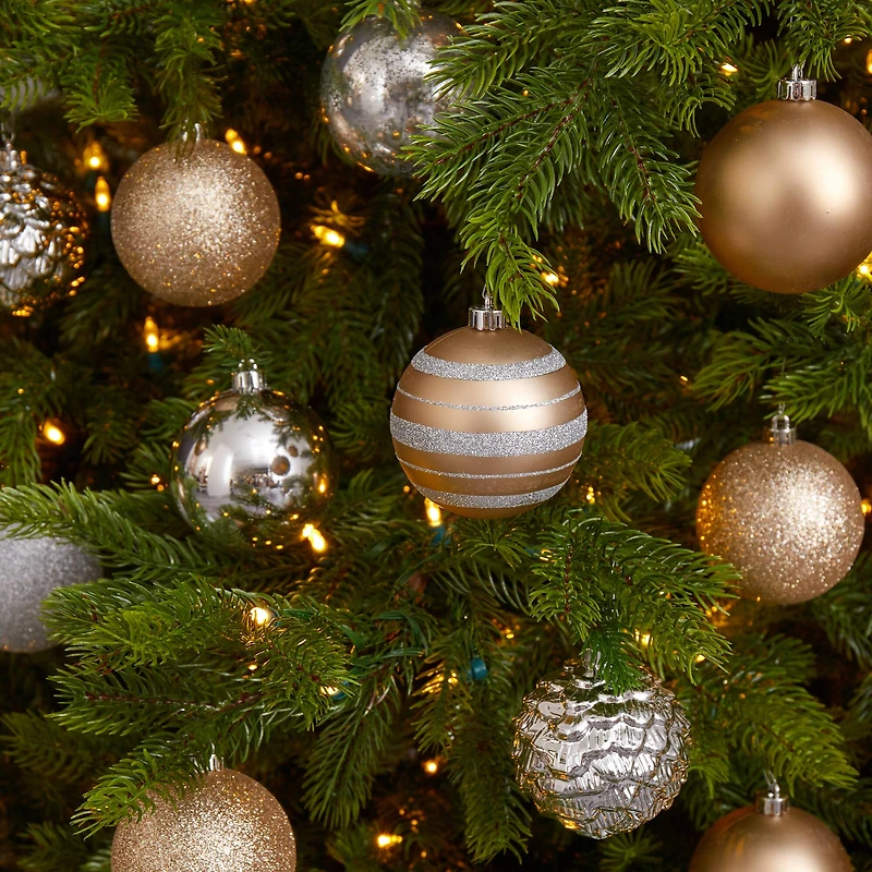 64ct. 3" Gold & Silver Shatterproof Ball Ornaments