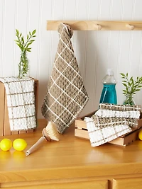 DII® Windowpane Oversized Washed Waffle Dishcloth Set