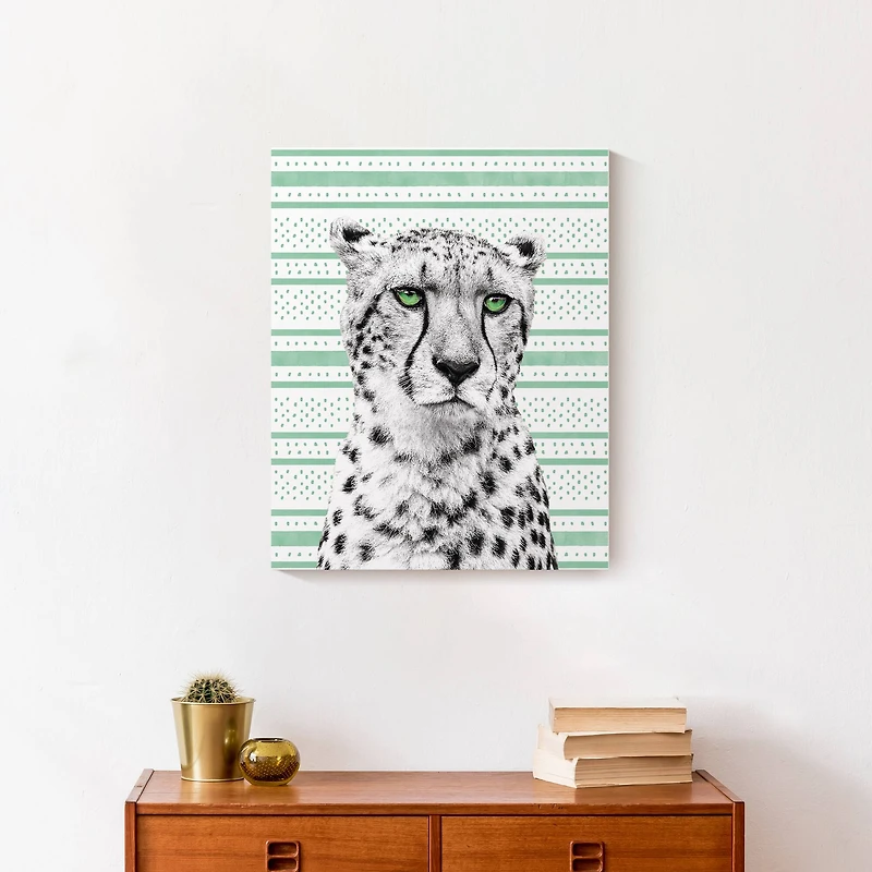 Minty Eyes Cheetah Canvas Wall Art
