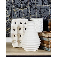CosmoLiving by Cosmopolitan White Stoneware Modern Vase Set