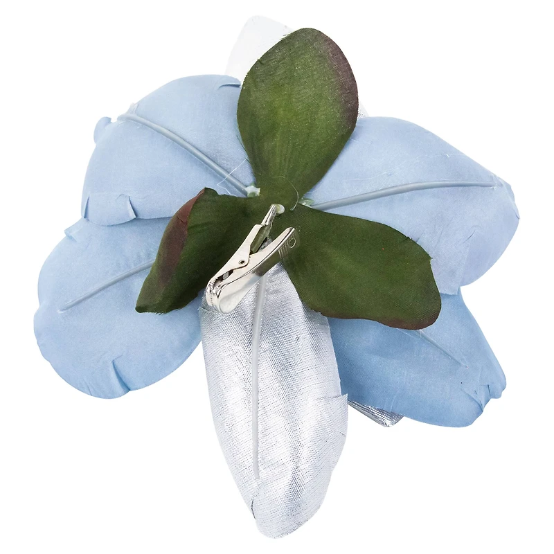 Artificial Magnolia Flower Clip-On Christmas Ornament - 7" - Iridescent Blue