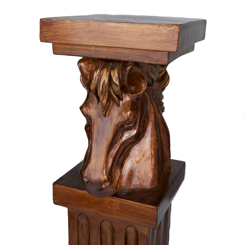 Brown Polystone Traditional Pedestal Table, 25" x 8" x 9"