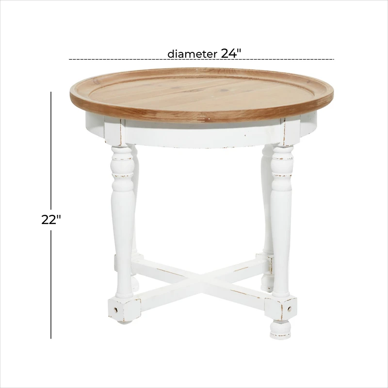 24" White Wood Farmhouse Accent Table