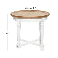 24" White Wood Farmhouse Accent Table