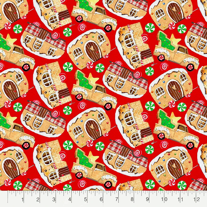 Fabric Editions Gingerbread Toss Cotton Fabric