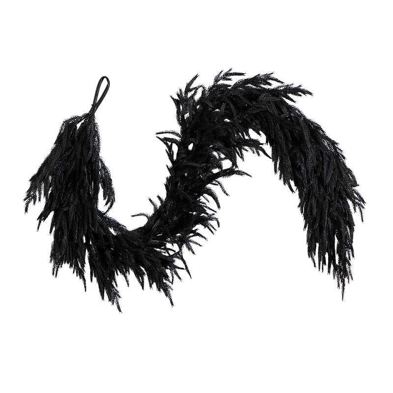 6ft. Artificial Real Touch Halloween Black Norfolk Island Pine Garland with Natural Look