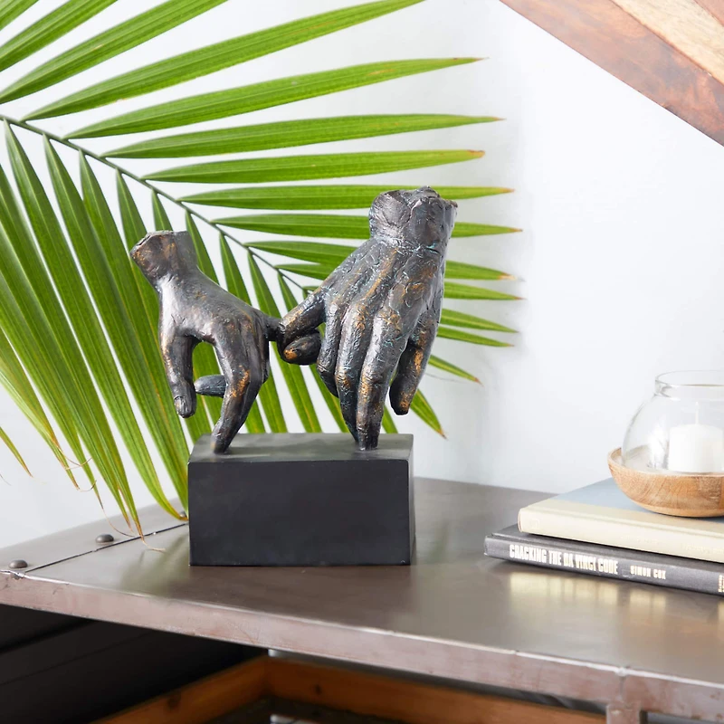 10" Black Polystone Traditional Pinky Swear Sculpture