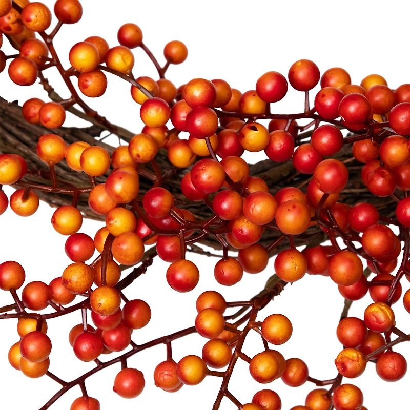18" Red & Orange Berries Artificial Fall Harvest Twig Wreath
