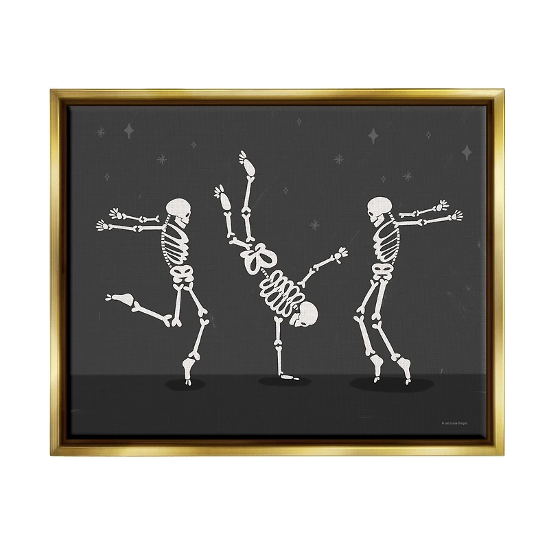 Stupell Industries Three Dancing Skeletons Framed Floater Canvas Wall Art