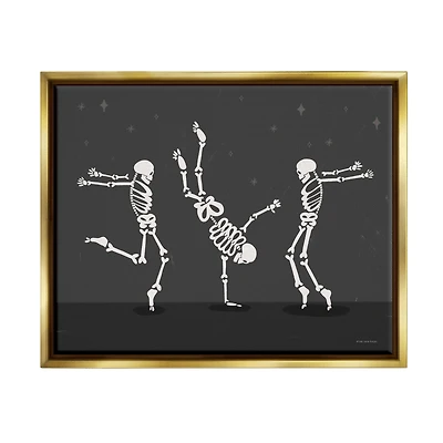 Stupell Industries Three Dancing Skeletons Framed Floater Canvas Wall Art