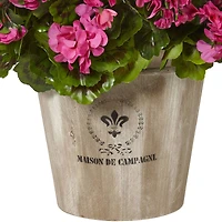 22" Geranium Flowering Plant in Farmhouse Planter