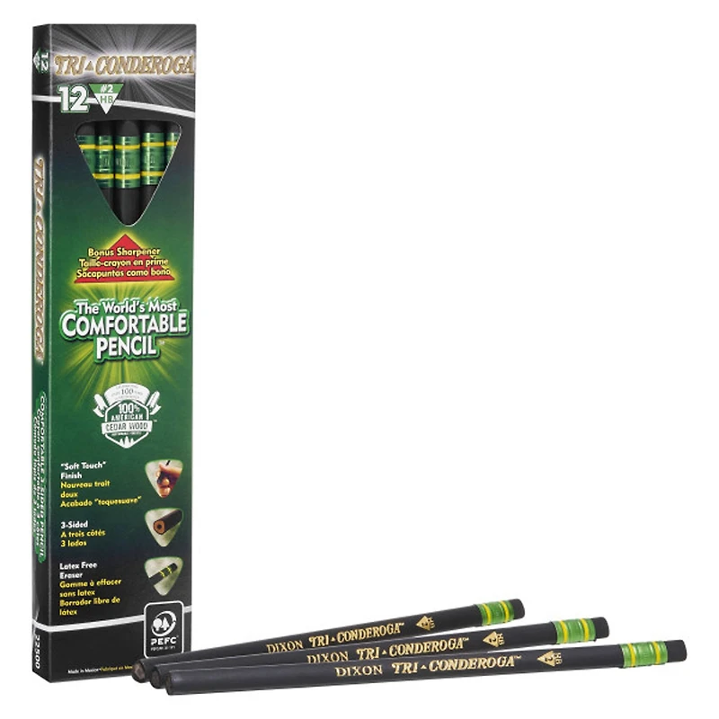 Dixon® Tri-Conderoga™ #2 Pencils with Sharpener, 2 Packs of 12