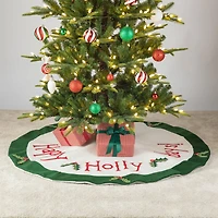 Glitzhome® 48" Dimensional Christmas Holly Leaves Felt Tree Skirt