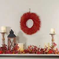 16" Red & Orange Ears of Wheat Fall Harvest Wreath