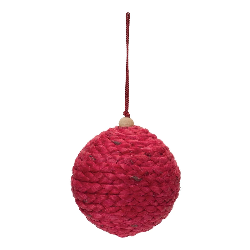 4ct. 4" Red Jute Ball Ornament