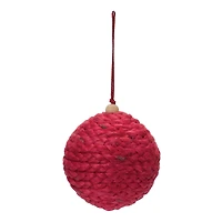 4ct. 4" Red Jute Ball Ornament