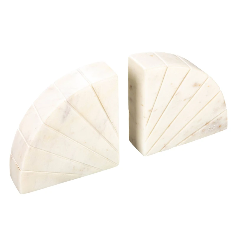 Hello Honey® 6" White Modern Arched Semicircle Marble Bookend Set