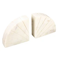 Hello Honey® 6" White Modern Arched Semicircle Marble Bookend Set