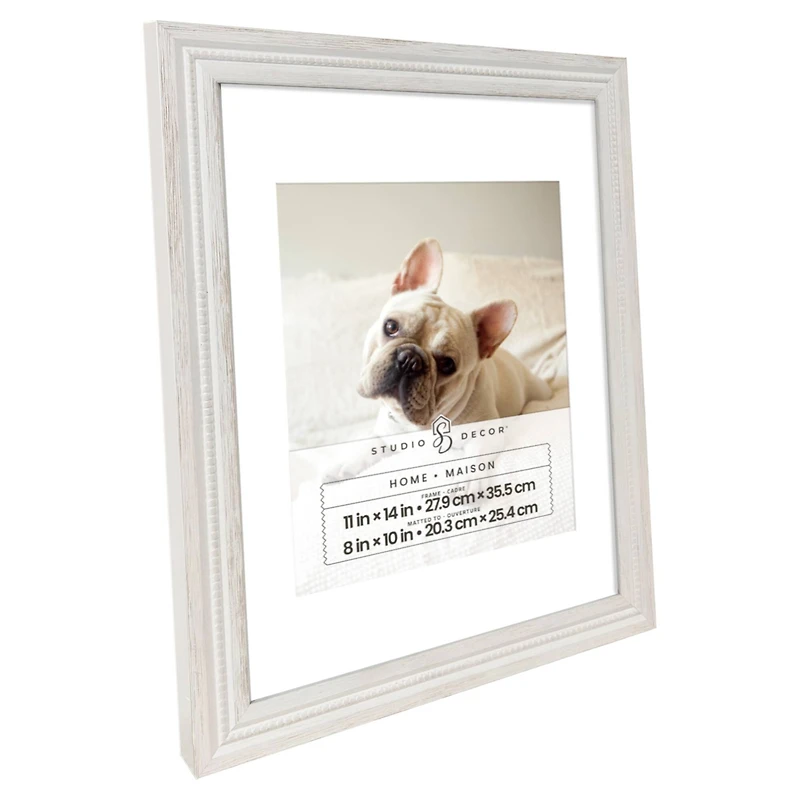 Home 8" x 10" Whitewash Grooved Wood Frame with Mat by Studio Décor®