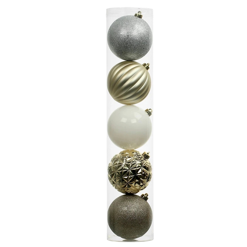 5 Pack 5.9" Silver & Gold Shatterproof Ball Ornaments by Ashland®
