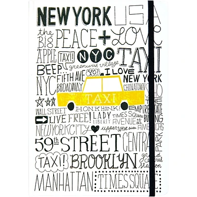 JAM Paper In a New York Minute Hardcover Notebook with Elastic Band