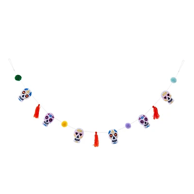 6ft. Sugar Skull, Pom Pom & Tassel Garland by Ashland®