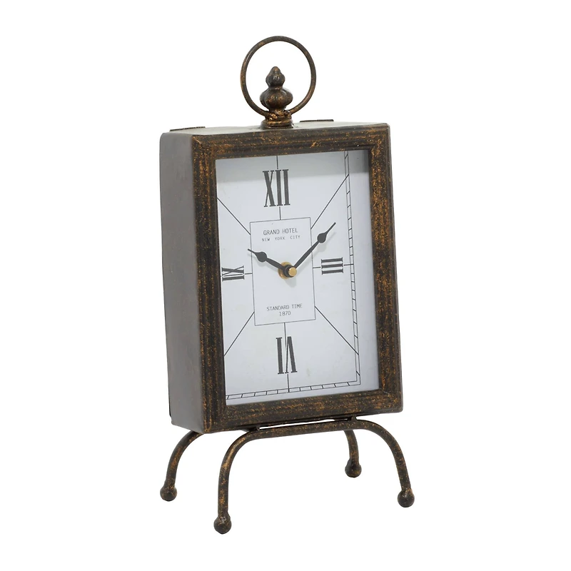 Brass Metal Rustic Clock, 14" x 8" x 4"