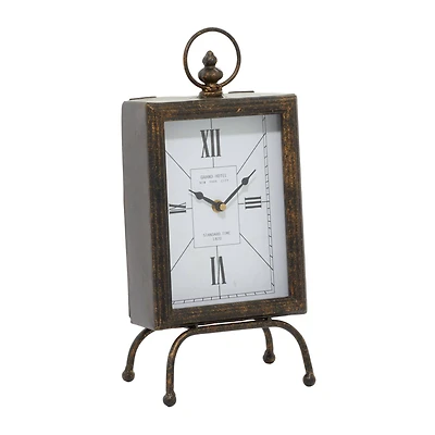 Brass Metal Rustic Clock, 14" x 8" x 4"
