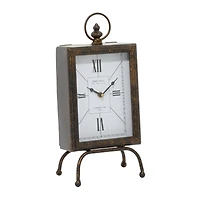 Brass Metal Rustic Clock, 14" x 8" x 4"