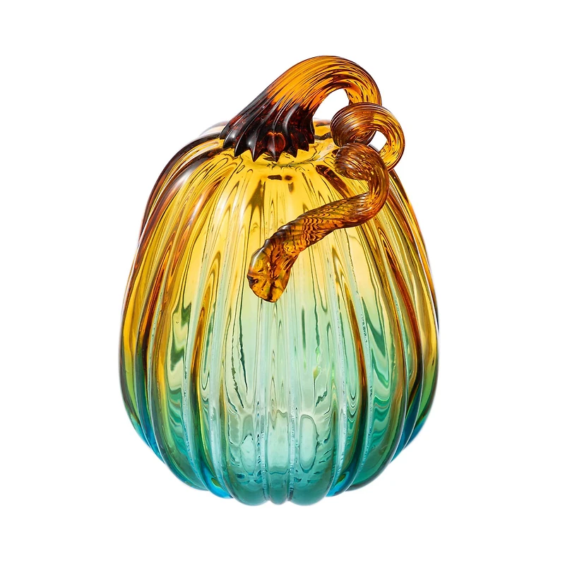 Glitzhome® 7" Gradient Turquoise Glass Pumpkin