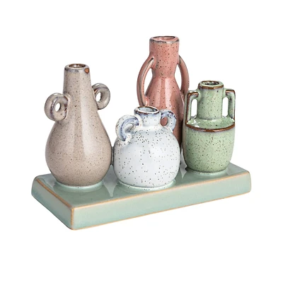 Hello Honey® 5.5" Multicolor with Reactive Glaze Base Mounted Stoneware Vases