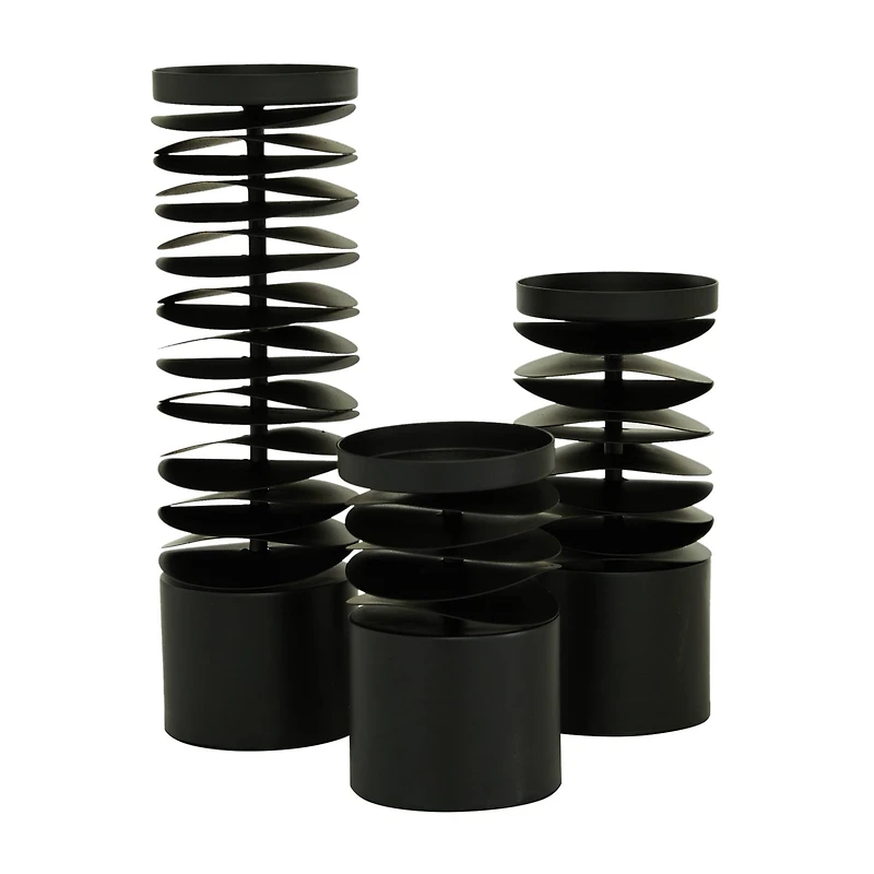 Black Metal Contemporary Candle Holder Set