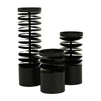 Black Metal Contemporary Candle Holder Set