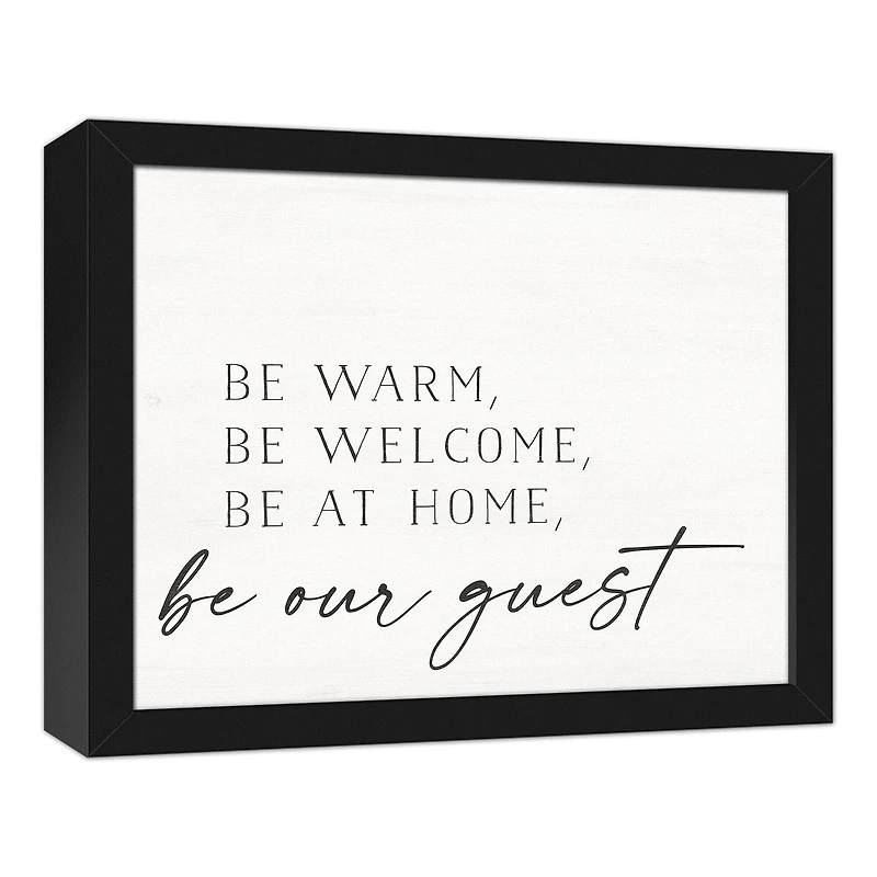 Be Warm Be Welcome Black Framed Canvas