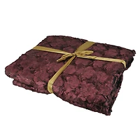 Burgundy & Black Plush & Velvety Faux Fur Throw Blanket