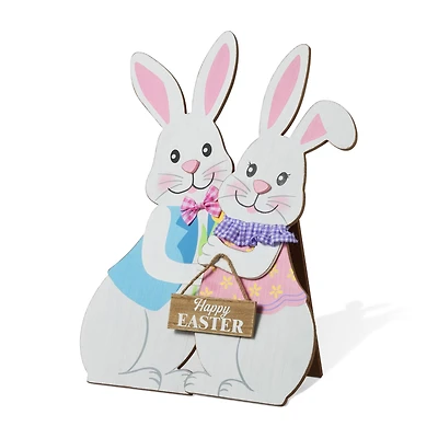 Glitzhome® 24" Easter Wooden Bunny Porch Decor Set